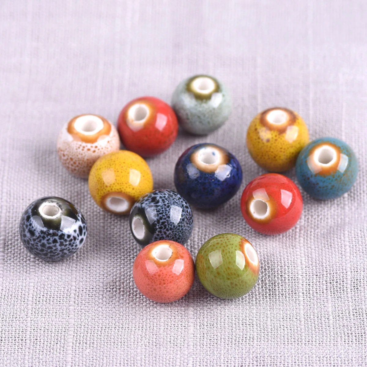 20pcs Round 10mm Fancy Glaze Ceramic Porcelain Loose Spacer Beads Lot For Jewelry Making DIY