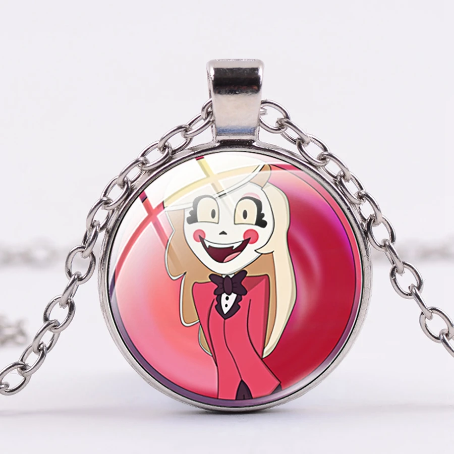 SONGDA последняя Hazbin подвеска с изображением отеля Готический узор Charlie Alastor Angel Аниме Фигура стеклянный драгоценный камень подвеска массивное ожерелье s - Окраска металла: Style 4