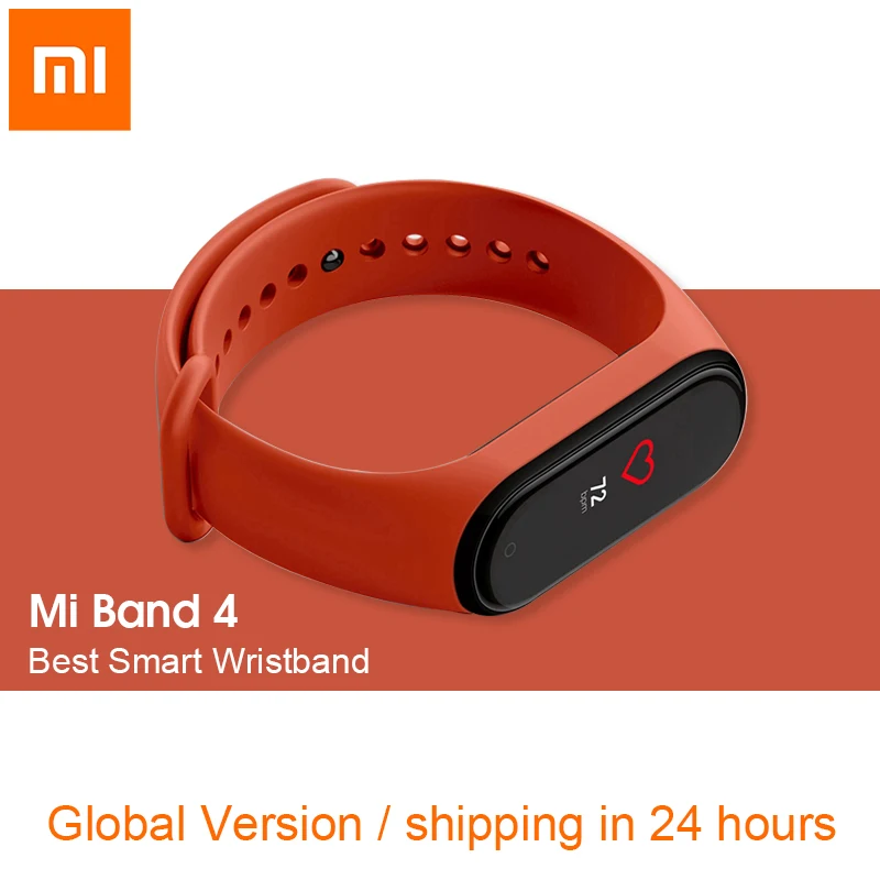 Baratos En Stock Original Xiaomi mi Band 4 pulsera inteligente mi band 4 versión Global pulsera OLED pantalla 50M impermeable band4 ver pista