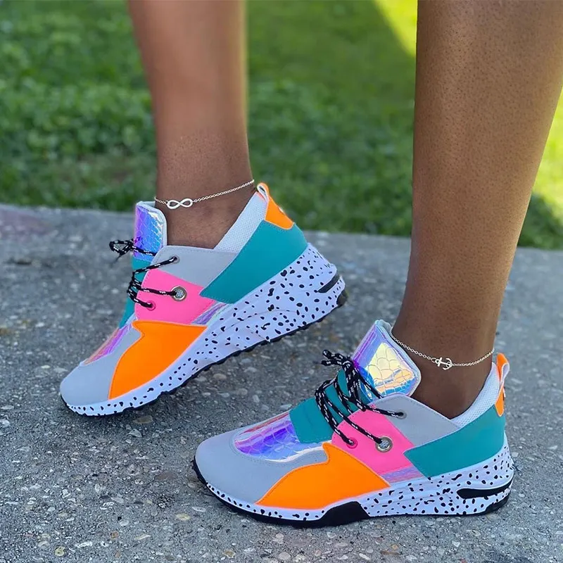 Women Shoes Vulcanized Sneakers Autumn 2020 Ladies Mixed color Lace Up Light Platform Female Spring Fashion Casual Footwear Hot | Обувь