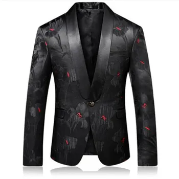 

Black Red Blazer Slim Masculino Abiti Uomo 2018 Wedding Prom Blazers Single button For Men Stylish Suit Jacket
