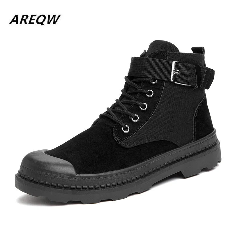 

2019 New Wild Autumn and Winter Warm Martin Boots Flat Tooling Boots High To Help Retro Men's Boots Trend Fashion
