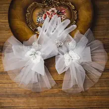 Короткие белые свадебные перчатки, стразы, Бабочка, браслет, свадебные перчатки для женщин, вечерние платья, ювелирные изделия, аксессуары для невесты