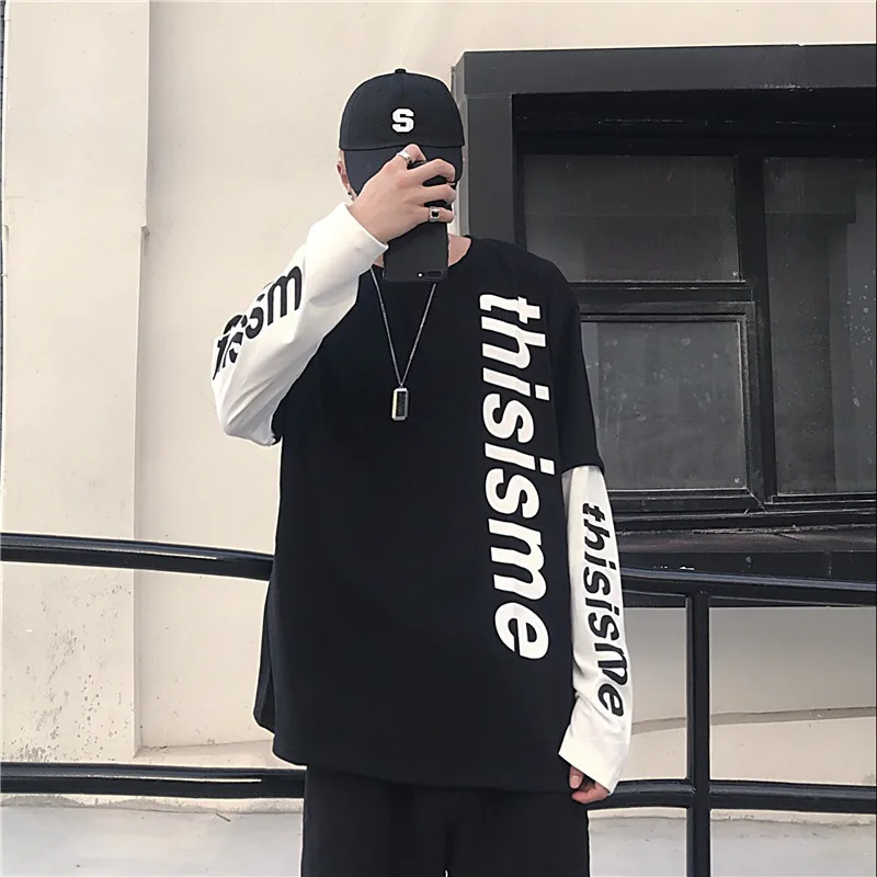 Vogue New Arrival Patchwork long sleeve t shirt men Fitness Oversized Tribal print Letter printing funny t shirts streetwear Vogue New Arrival Patchwork long sleeve t shirt men Fitness Oversized Tribal print Letter printing funny t shirts streetwear
