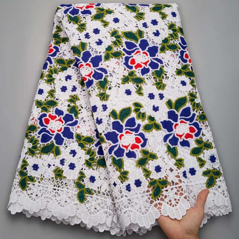 

Colorful African Cord Lace Fabric 2021 High Quality Guipure Lace Latest Nigeria Water Soluble Lace Fabrics For Sewing Y2619