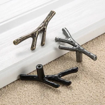 Metal Branch Shape Handle Kitchen Furniture Knob and Pull Desk Cabinet Knob Screw Outer Door Handle Drawer Handle and Pull