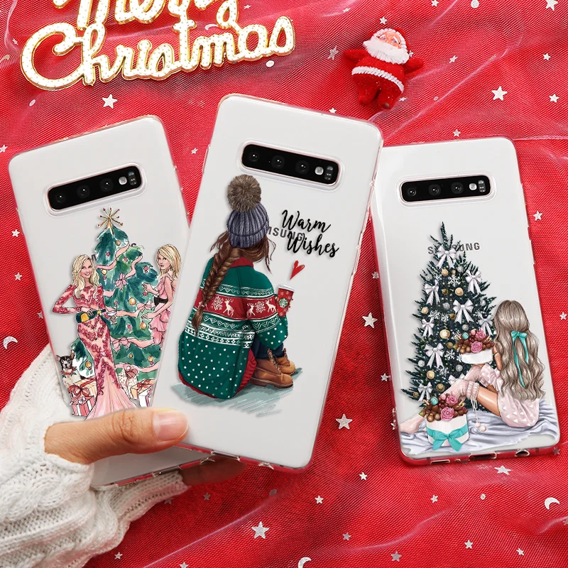 

Black Brown Hair Mom Baby Girl Christmas Case For Samsung Galaxy A90 A80 A70 A60 A50 A40 A30 S8 S9 S10 Plus S10e Note 9 10 Cover