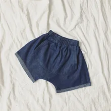 Новинка года; сезон лето; стильная детская одежда для малышей; джинсовые шорты с большими карманами для мужчин и женщин; Детские эксклюзивные шаровары в Корейском стиле