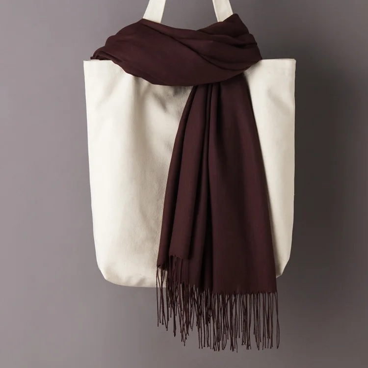 Dark coffee Scarf Женские однотонные кашемировые шарфы с кисточками, осень, новые мягкие теплые шарфы для девушек и женщин, тонкий длинный шарф, Женская шаль, мужской шарф - Цвет: Dark coffee Scarf