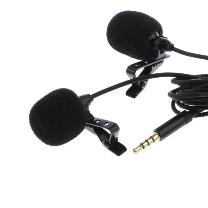 Мини петличный микрофон Lavalier двуглавый запись клип на микрофон для iPhone iPad samsung Tablet VDX99