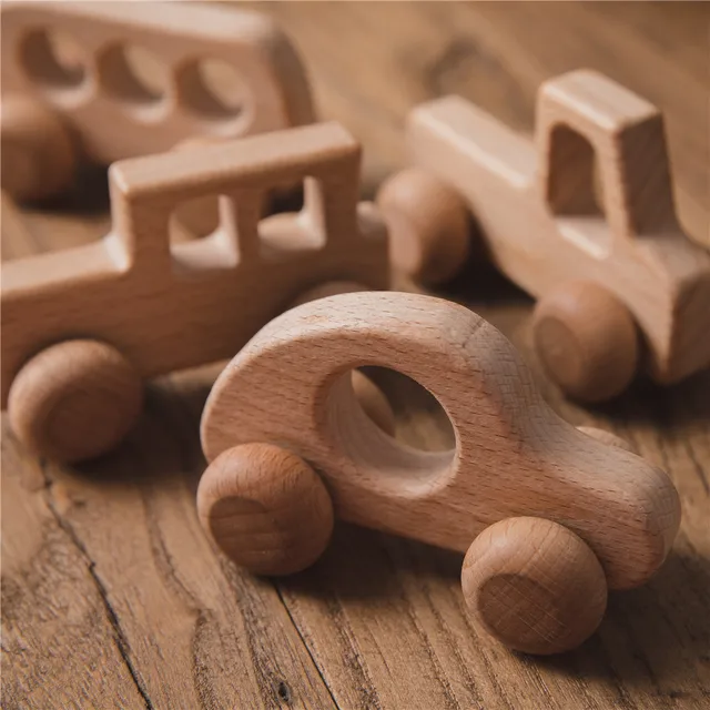 1pc Wooden Toys Beech Wood Car Blocks Cartoon Educational Montessori Toys Children Baby Teething Newborn Birthday Gift Wood Toy 1