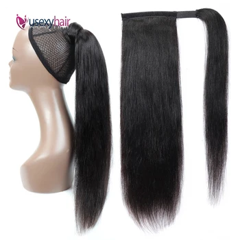 

USEXY HAIR Wrap Around Ponytail Clip in Human Hair Extensions Brazilian Long Straight Ponytail Remy Human Hair Piece