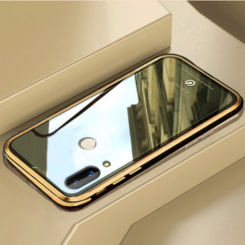 Чехол YonLinTan Coque для huawei Honor 8X Honor8X Металлическая магнитная рамка из твердого закаленного стекла, задняя крышка для телефона