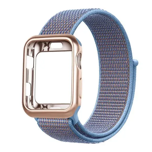 Чехол+ ремешок для apple watch band apple watch 5 4 band 44 мм 40 мм correa 38 мм iwatch band 42 мм нейлоновый браслет pulseira 3 - Цвет ремешка: NEW Cerulean