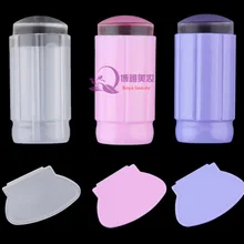 Маникюрный стиль прозрачный штамп для ногтей Все печатающие головки фиолетовая прозрачная ручка Силиконовая головка уплотнения 2,8 см