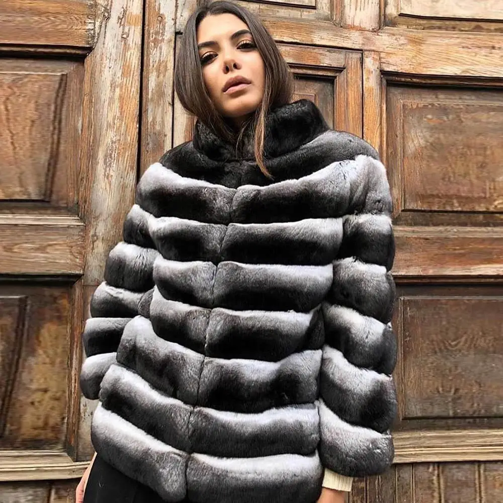 YZ-Furture магазин шуба из кролика рекс Для женщин натуральным лисьим мехом пальто новая Для женщин зимнее роскошное пальто с ручной работы Костюмы