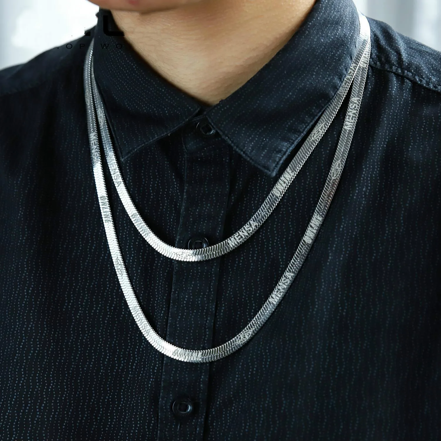 

Blade Chain Necklace Men Jewelry Gold Sliver Color 6mm Wide Hip Hop Female Collarbone Blade Short Chain Flat Bone Snake Chain