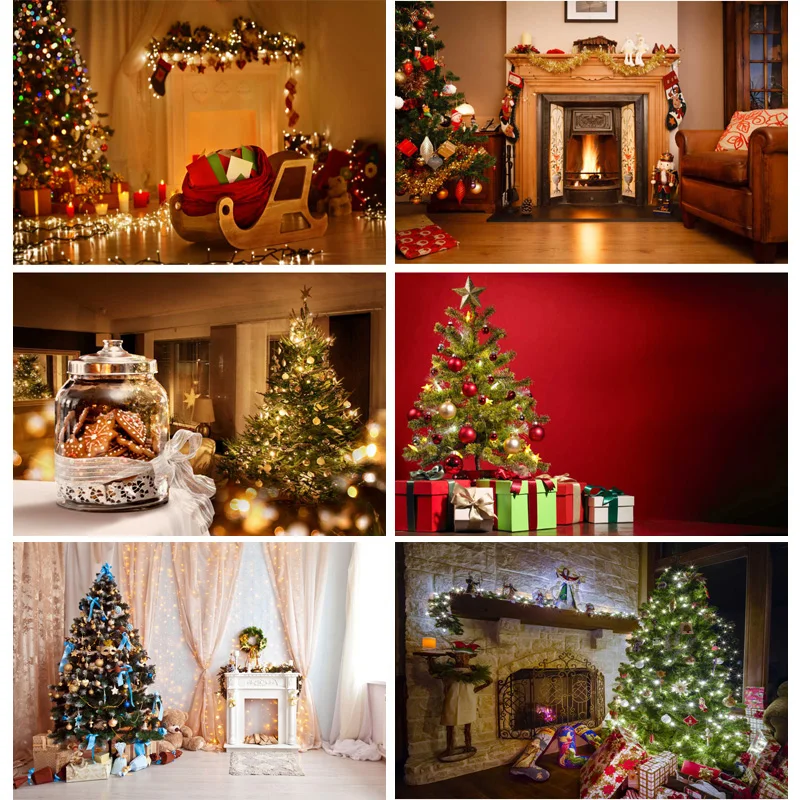 

SHENGYONGBAO Vinyl Custom Christmas Day Photography Backdrop Christmas Tree Festival Theme Photo Studio Background XT20924SD-01