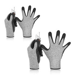 Gants résistants aux coupures de niveau 5, 2 paires, 3D, confortable, extensible, Durable, poignée en mousse Nitrile, passage Fda Contact alimentaire L & Xl 
