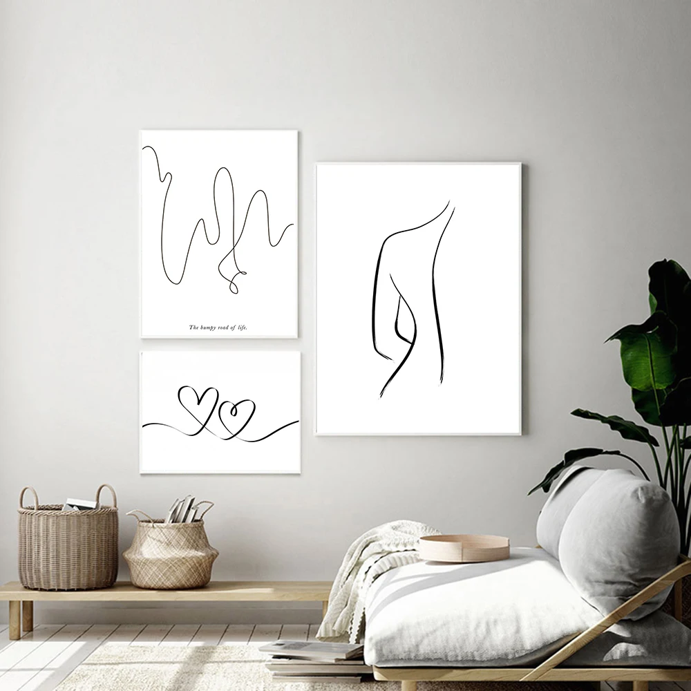 

Abstract Line Back Pose Drawing Picture Nordic Canvas Painting Wall Art Woman Body Nude Poster and Prints for Bedroom Home Decor