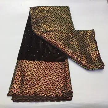 

JAUN French velvet lace fabric high quality African lace sequin fabric Nigeria sequins matching African evening dress F2998