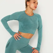 Женские рубашки с длинным рукавом для йоги спортивный топ фитнеса