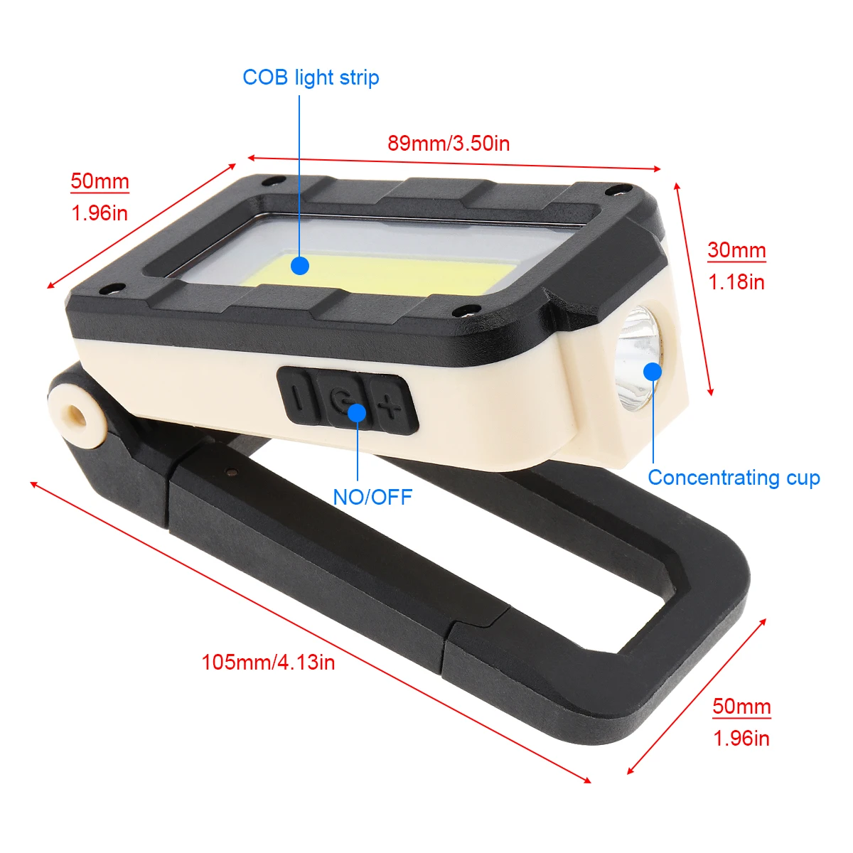 10.5CM Flashlight LED Folding Rechargeable Portable Lamp Working Spotlights Tent Light with Magnetic Hook  for Camping Hiking