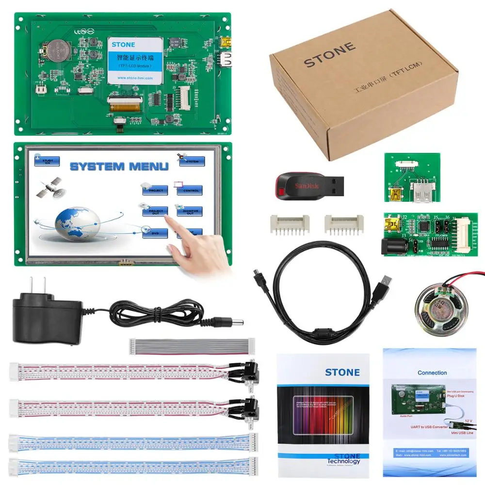 Capacitive HMI Touch Panel 7 inch with Controller + Develop Software + RS232 RS485 TTL Interface