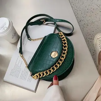 

Luxury Brand Crocodile pattern Saddle bag New Quality PU Leather 2020 Women's Designer Handbag Chain Tote Shoulder Messenger Bag