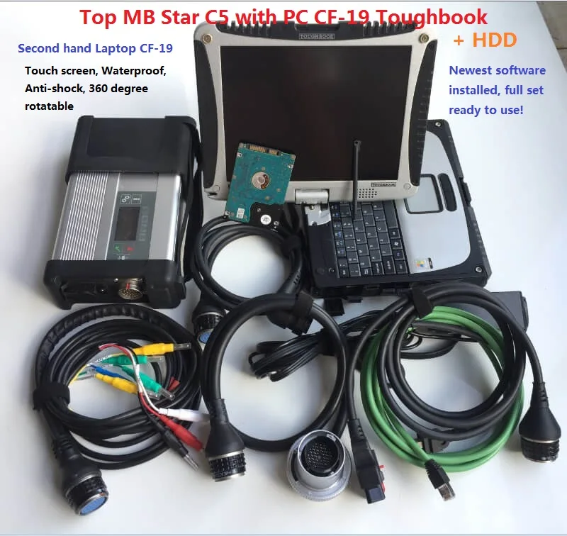 MB Star C5 SD Подключение C5 с новейшим программным обеспечением,12 диагностический инструмент vediamo/X/DSA/DTS с Toughbook CF19 ноутбук CF-19