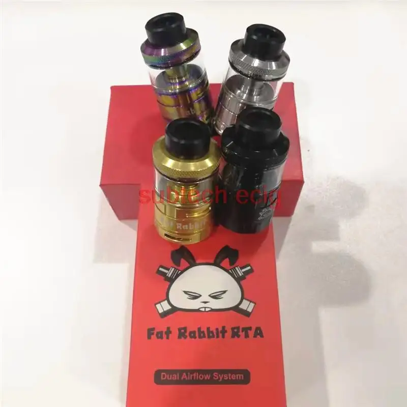 Newest Fat Rabbit RTA Tank 28mm 5.5ml Capacity Dual Airflow System 810 Drip Tip Adopts Postless Building Deck Vape Pen Tank