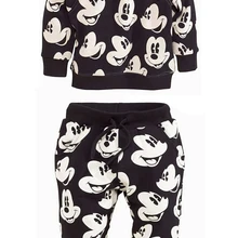 Комплекты осенней одежды для мальчиков; модный детский хлопковый свитер с Микки Маусом; футболка и штаны; костюмы; комплекты детской одежды; костюм