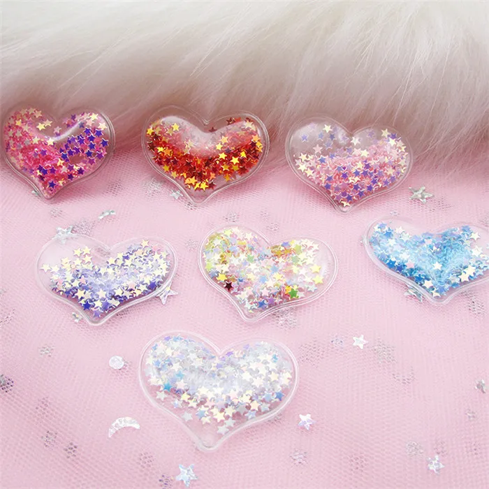heart Mix color 14 шт./партия, меньший размер, полиуретановый Прозрачный блестящий Блестящий струящийся пластырь с аппликацией в виде сердца для DIY, Детские аксессуары с зажимом - Цвет: heart Mix color