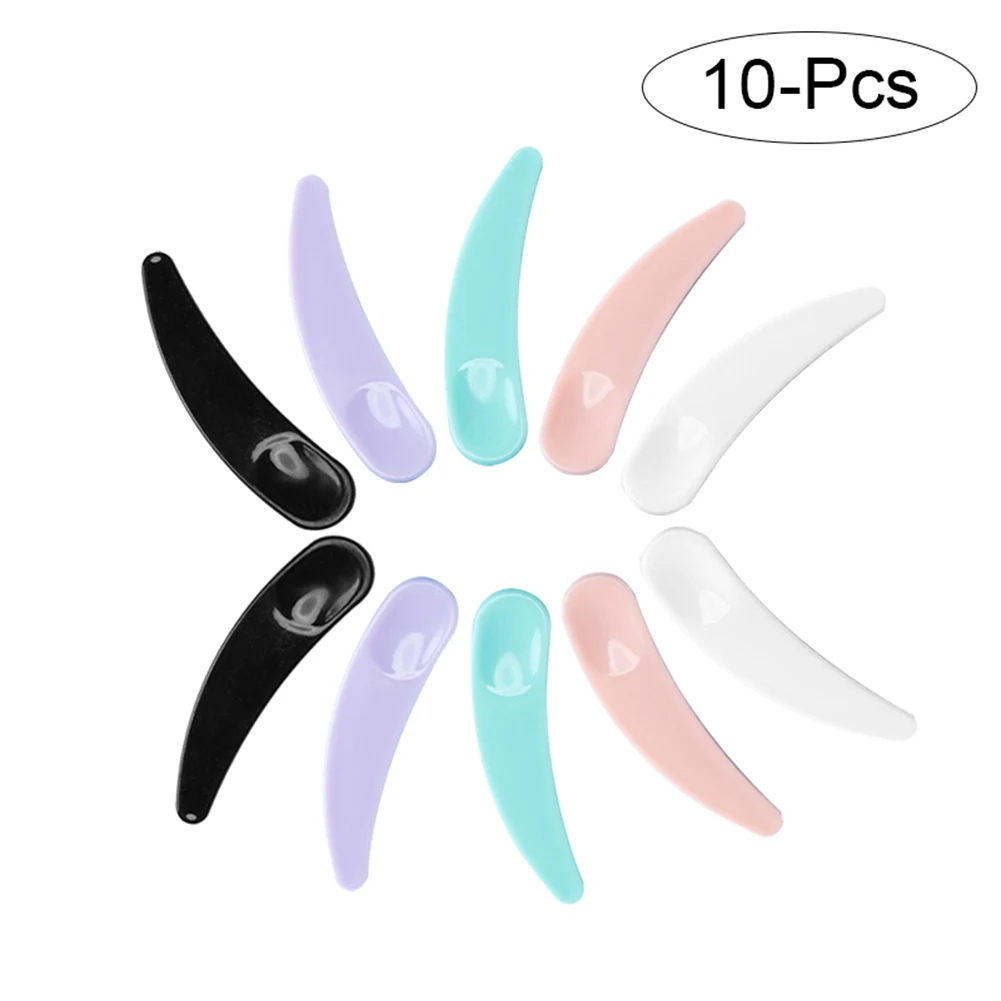 10Pcs/Set Mini Cosmetic Spatula Disposable Curved Scoop Makeup Mask Cream Spoon Make Up Face Beauty Tool Kits 10Pcs/Set Mini Cosmetic Spatula Disposable Curved Scoop Makeup Mask Cream Spoon Make Up Face Beauty Tool Kits