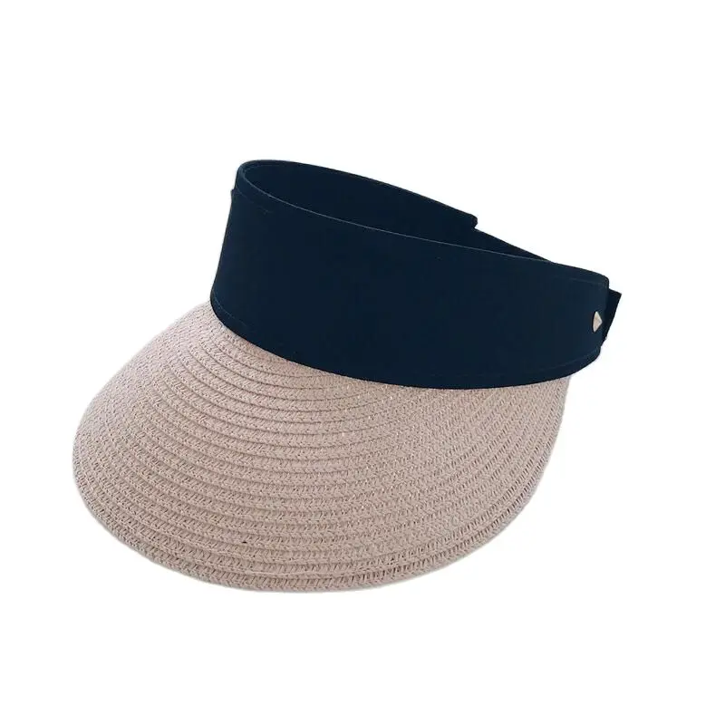 

2019 New Simple Summer Straw Sun Hat Women Pearl Backable Sun Visor Hat with Big Heads Wide Brim UV Protection female cap