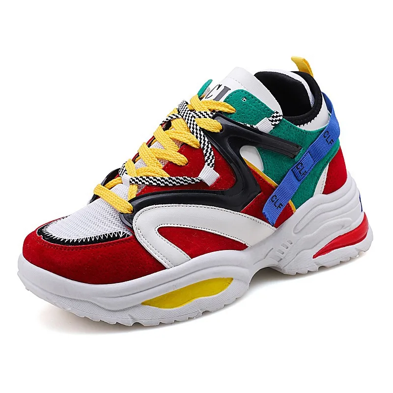 

Trendy Women Sneakers Thick Sole Ladies Platform Shoes Plus Size Web Celebrity Chunky Dad Sneakers Chaussures Femme Buty Damskie