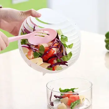 

KitchenCutting Bowl Creative Salad 60 Seconds Salad Cutter Bowl Kitchen Gadgets Fruit and Vegetable Cutter Slicer
