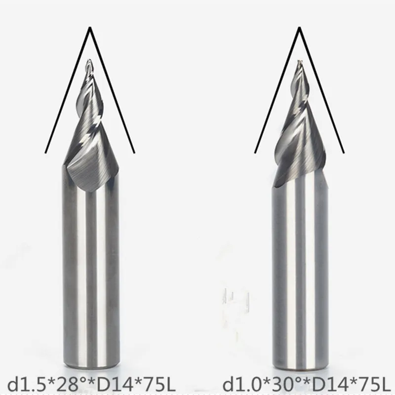 D14mm Double flute sprial shine Mini Letters word carving Engraving CNC router slope flat bits milling cutter | Инструменты