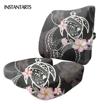 

INSTANTARTS Hawaiian Hibiscus Turtles Design Stylish Cushion for Car Seat Comfortable Leaning Seat Cushion Easy Clean Cushion