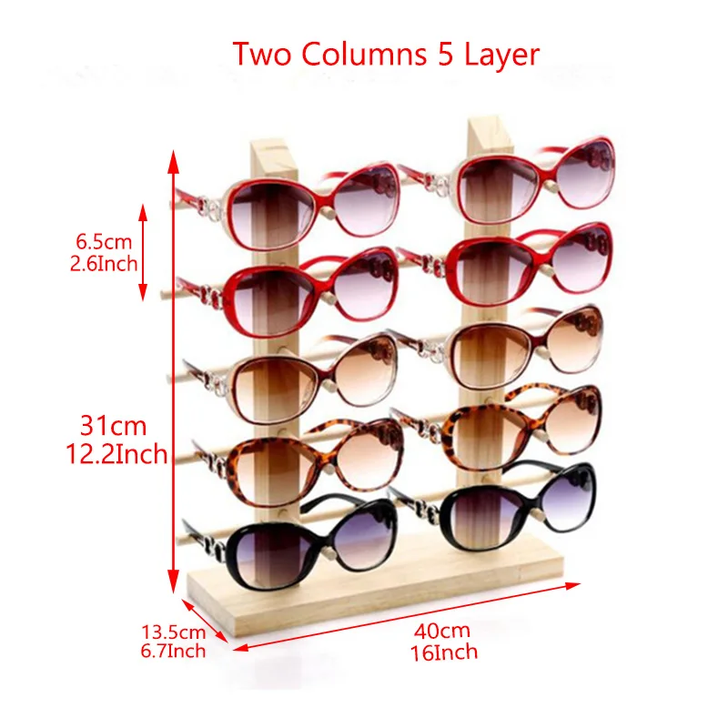 2 колонки 3/4/5/6 Слои деревянная подставка для солнцезащитных очков очки стеллаж для хранения Чехол для солнцезащитных очков держатель ювелирных изделий Дисплей стеллаж для выставки товаров - Цвет: Two columns 5 Layer