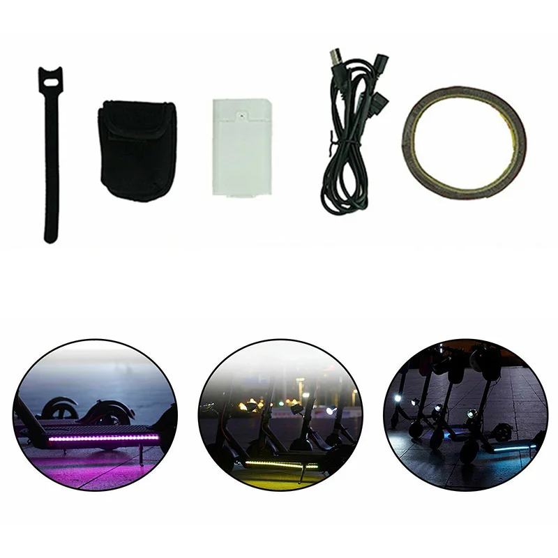 1 Set M365 Pro LED Strip Light Lamp DIY Safety Tackiness Agent Scooter Chassis Accessory Bag Accessories Replacement Strap