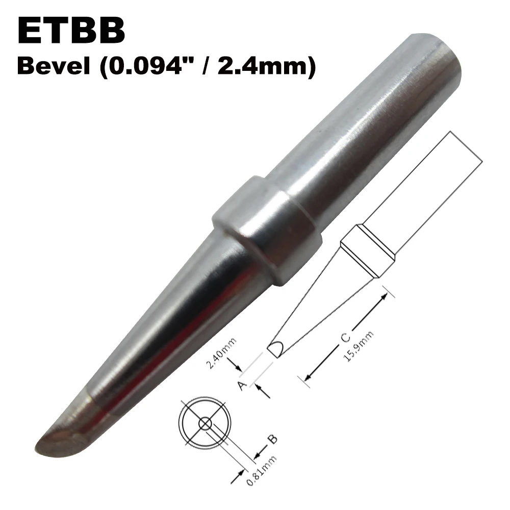 Punta Per Saldatura Etbb Smussatura 2.4Mm Misura Weller Wes51 Wes50 Wesd51 We1010Na We1010Eu Precis51 Precis50 Lr21 Lr20 Punta Per Ferro Con Ugello A 