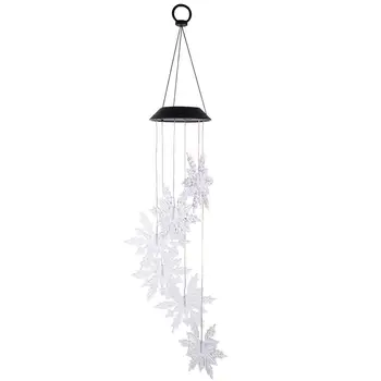 

1pc Snowflake Design Solar Wind Bell Light Creative Solar Snowflake Win Bell Light Snowflake Lamp for Yard Room