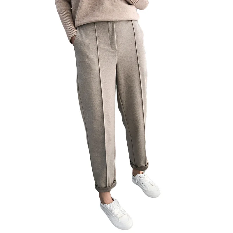 Thicken Women Pencil Pants 2020 Autumn Spring Plus Size OL Style Wool Female Work Suit Pant Loose Female Trousers Capris Thicken Women Pencil Pants 2020 Autumn Spring Plus Size OL Style Wool Female Work Suit Pant Loose Female Trousers Capris
