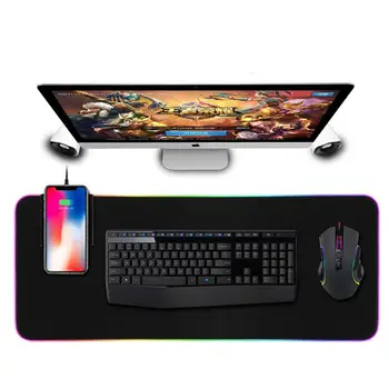 

10W Wireless Charger Extended RGB Mouse Pad Soft LED Gaming Keyboard Mat Wireless Charging Large Mousepad Non Slip Rubber Base