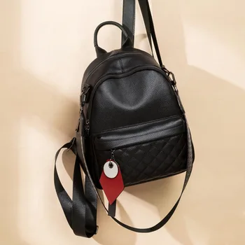 

Korean version of the shoulder bag female 2020 new Lingge ladies backpack first layer cowhide travel backpack leather female bag