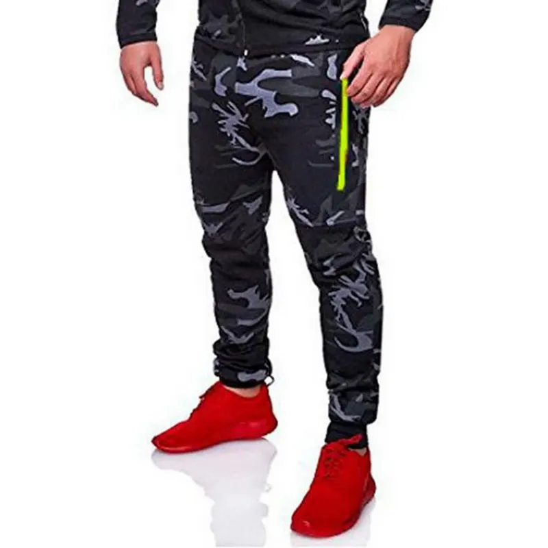 pants dark gray Мужские повседневные камуфляжные комплекты с принтом камуфляжная куртка+ штаны спортивный костюм из 2 предметов толстовка с капюшоном и штаны, костюм большого размера - Цвет: pants dark gray