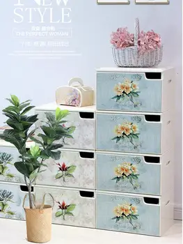 

European cabinet storage cabinet multi-function combination of self-contained storage cabinet simple solid wood stacking drawers