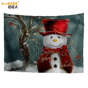 

HUGSIDEA Merry Christmas Snowman Print Tapestry Cool Winter Design Wall Hanging Backdrop Wall Bedroom Decoration Blanket Mats