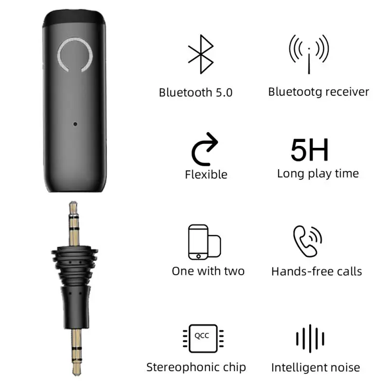 Bluetooth адаптер Bluetooth приемник Bluetooth адаптер 5,0 автомобильный Bluetooth аудио приемник 3,5 мм встроенный аккумулятор
